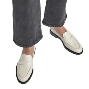 Flattered Sara Leather Slip On Loafers Shoes Almond Toe Creme Size 37